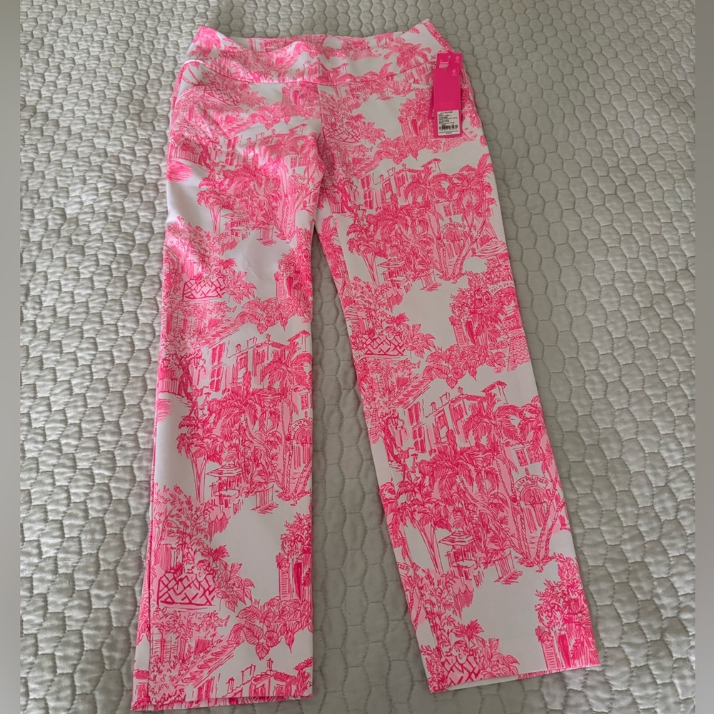 NWT Lilly Pulitzer CORSO CROP PANT UPF 50+ RESORT WHITE PB ANNIVERSARY TOILE 4 - Picture 2 of 10